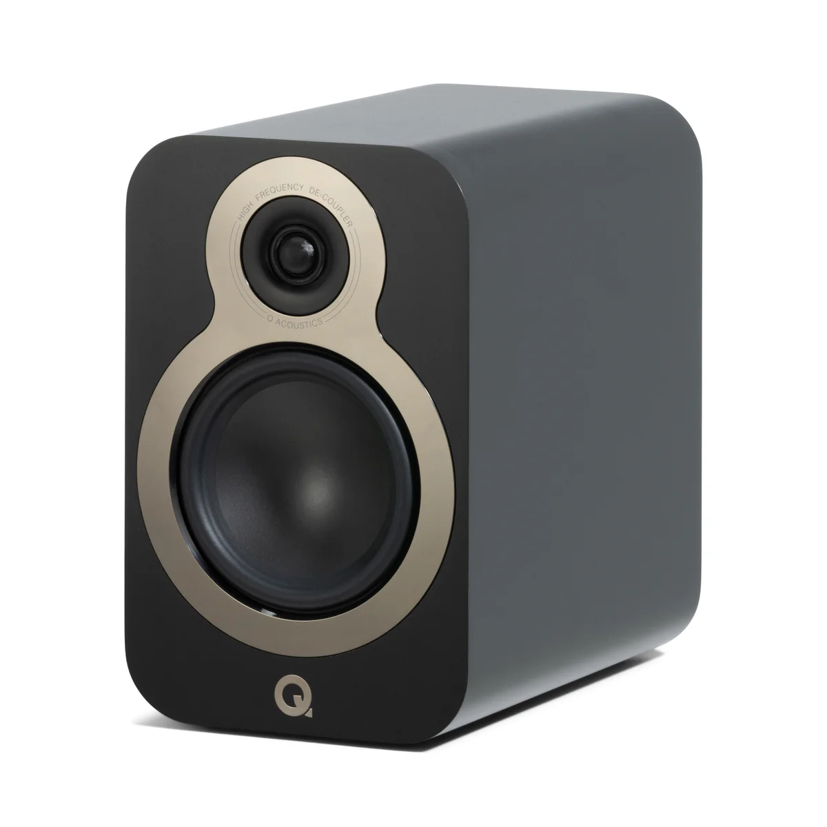 Q Acoustics 3030c Satin Black front 3 4 grille